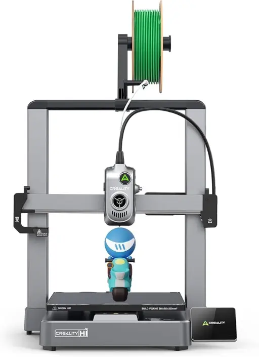 Impresora 3D Creality Hi con sistema FDM, diseño robusto, extrusor optimizado y pantalla táctil. Ideal para makers y proyectos profesionales.