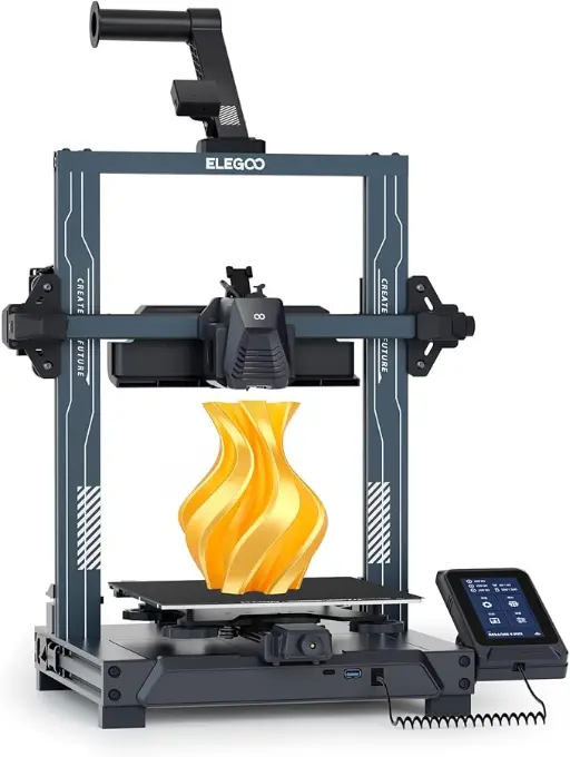 Impresora 3D Elegoo Neptune con extrusor directo, pantalla táctil y diseño robusto. Ofrece alta velocidad y gran precisión, ideal para makers que buscan fiabilidad.